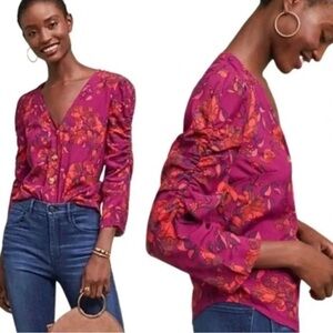 Anthropologie Maeve Women’s Top Size Small Jordain Runa Floral Blouse Ruffle